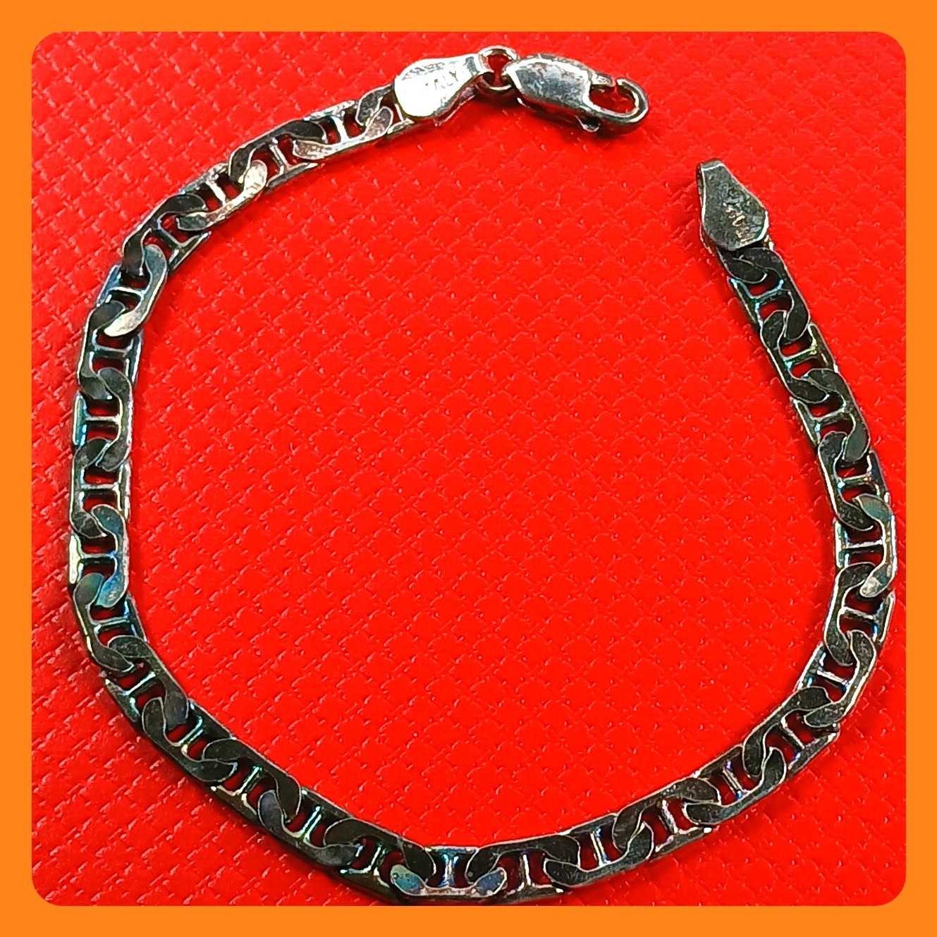 Vintage 1990s Italian Sterling Silver 925 Mariner Anchor Link Bracelet 7in 72g